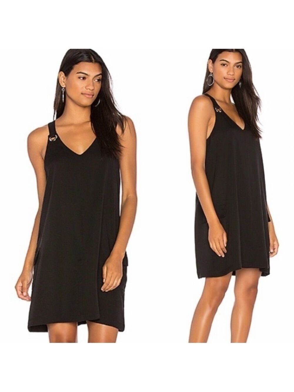 Bobi Black Grommet Tank Dress in Black